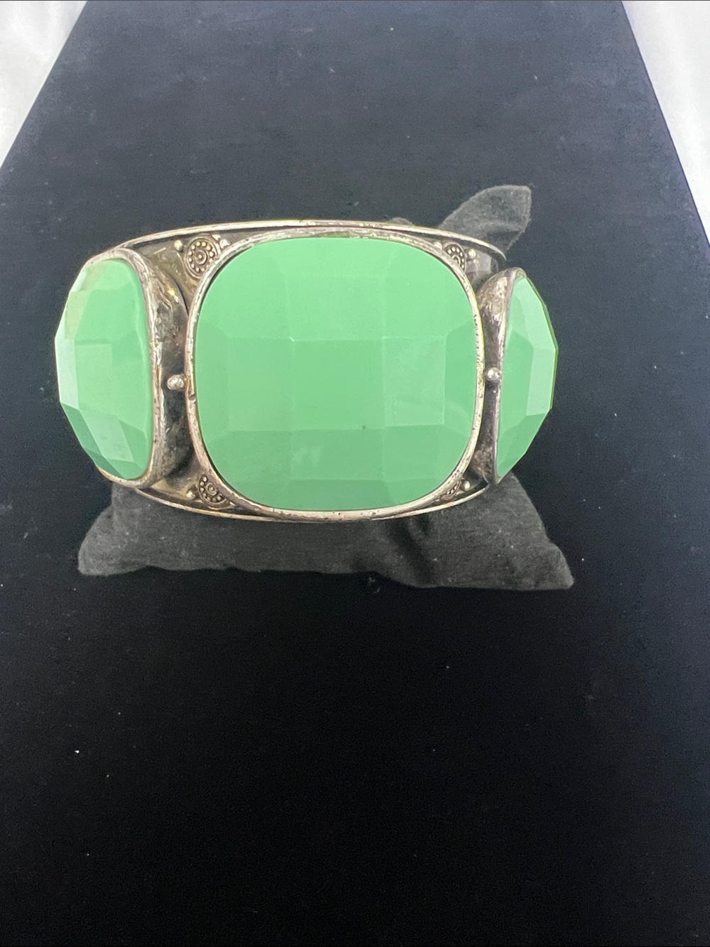 Macy's Green Faceted Stone Cuff  Bracelet